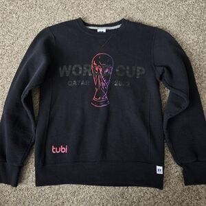 FIFA World Cup Qatar 2022 Sweatshirt Black Russell V-Stitch Size‎ Small tubi TV